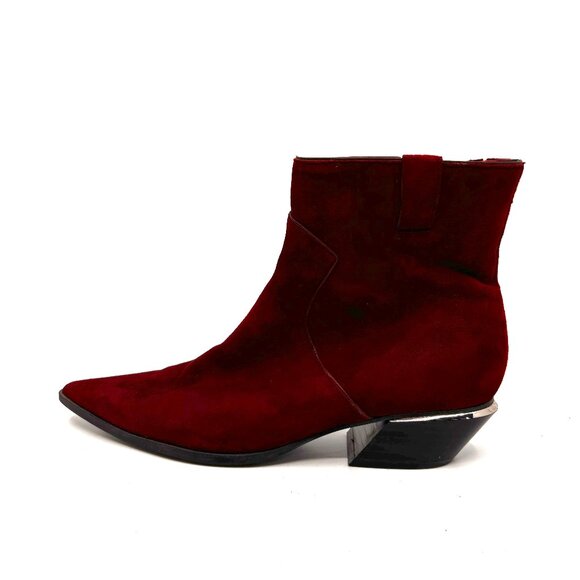 Calvin Klein Womens Ankle Boots Size 9 Nanuka Bordeaux Suede Pointed Toe Red - Picture 1 of 6